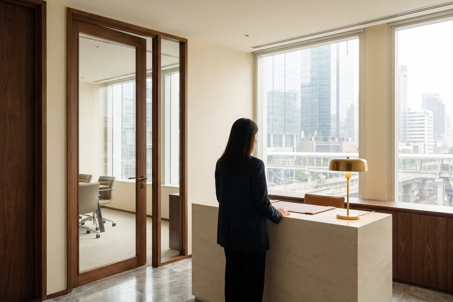 A welcoming office threshold in Bangkok, the start of a conversation