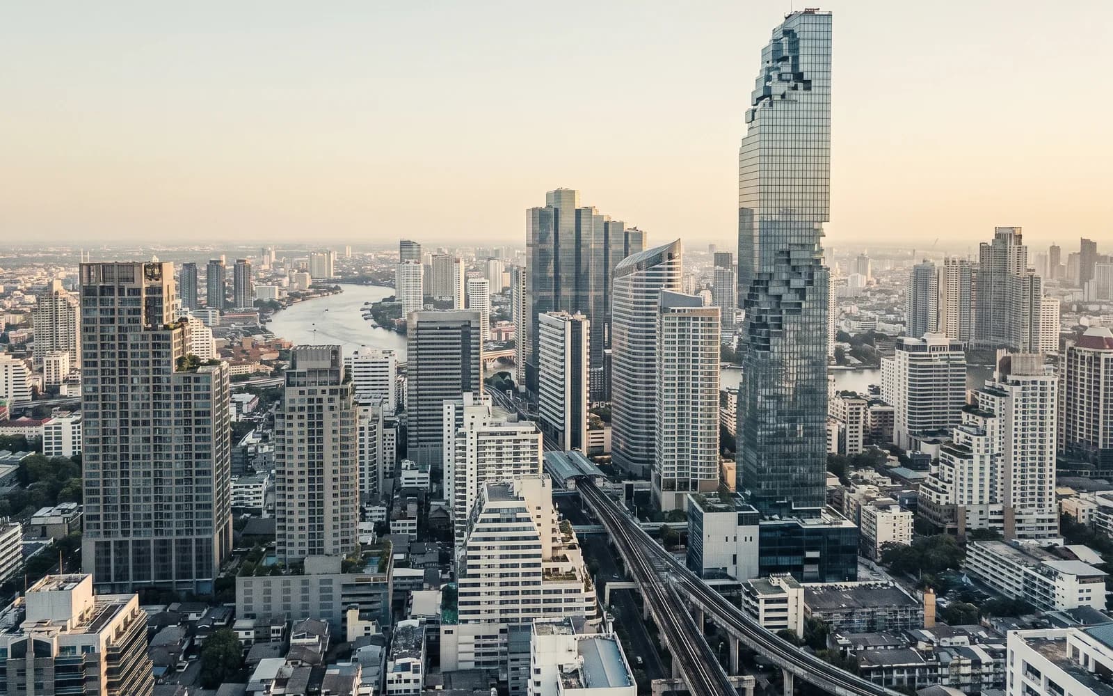 The Bangkok skyline in clear daytime light